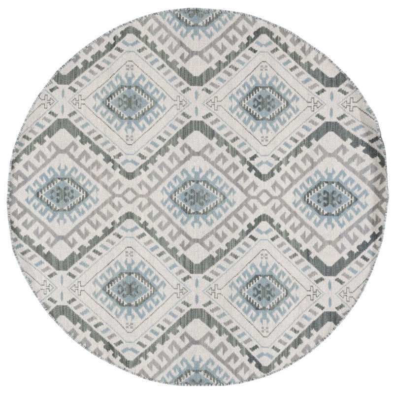 Tapis kilim en laine / polyester fabriqué à la main Arbel, Rond 6 pi