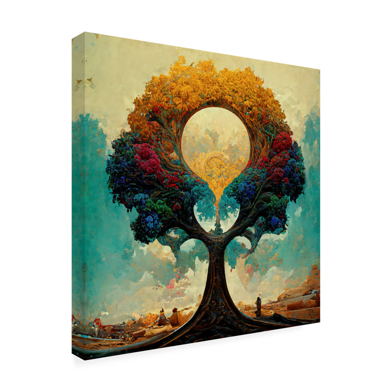 Floral, arbre de vie 12, impression sur toile, H 14 po x l 14 po x P 2 po