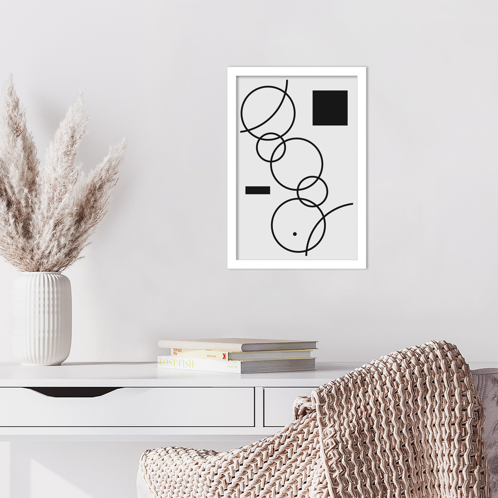 Minimal Shapes No. 1 Print, White, 17" H x 12" W x 1" D