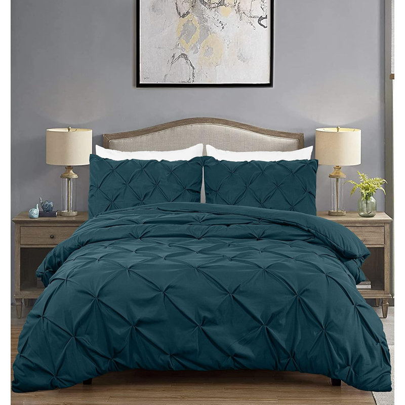 Berlin Pintuck Microfiber 3-Piece Comforter Set, Twin Comforter + 1 Standard Sham, Teal