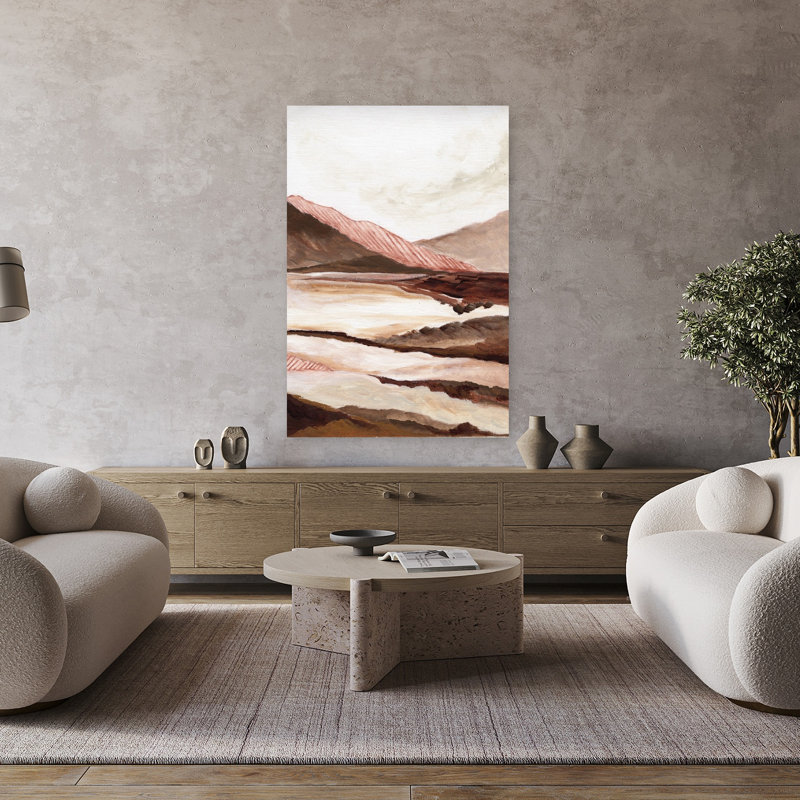 «Terracotta Mountain Vista Abstract Contemporary Minimalist Landscape Mountain», art mural