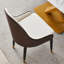 Chaise de salle à manger avec pieds en cuir PU blanc et métal brun (ensemble de 2)