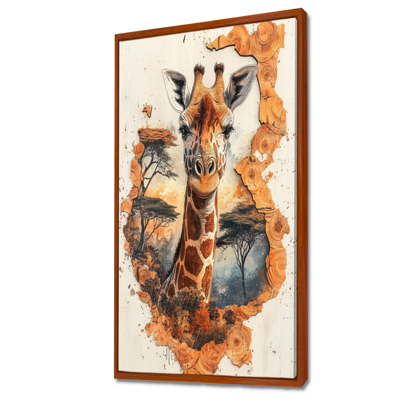 Gerafe girafe doux géant d'Afrique - impressions sur toile girafe, H 60 po x l 28 po, Impression encadrée sans passe-partout