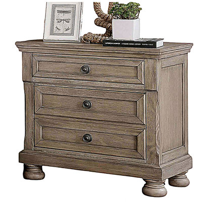 Table de chevet style transitionnel 1pc avec finition grise et tiroirs cachés