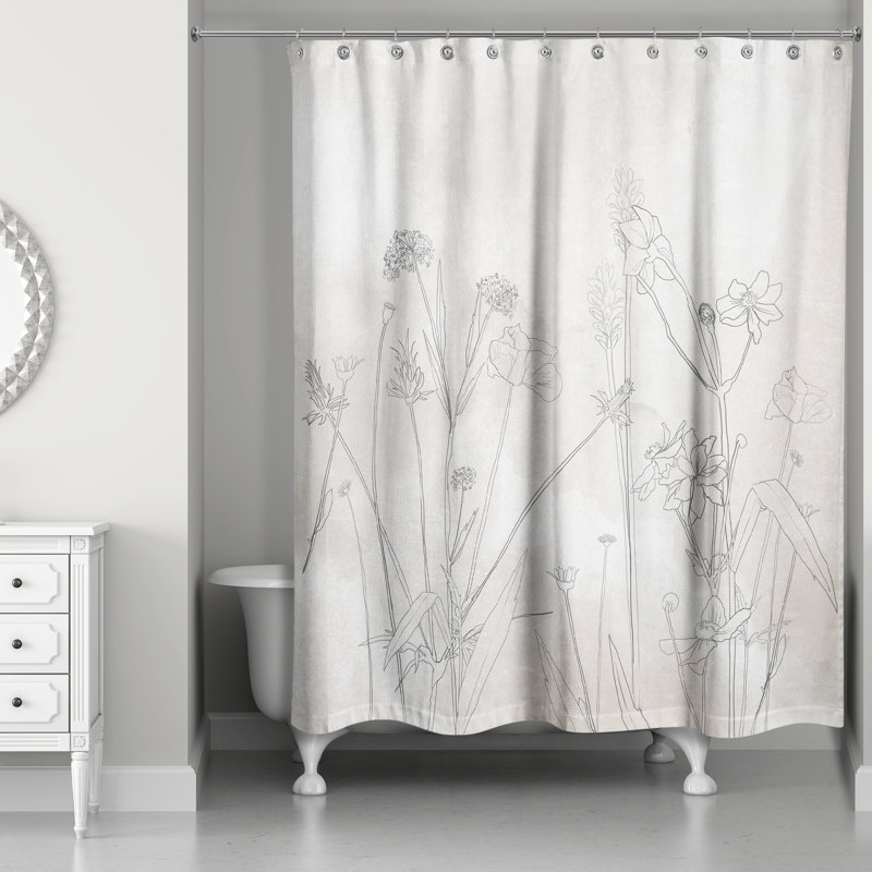 Robinett Floral Shower Curtain, Beige