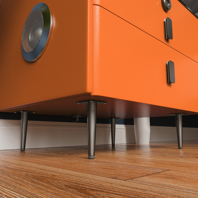Cathriona 2 - Drawer Nightstand With Fingerprint Lock And Led Lights And Music Player, Orange