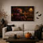 Impression sur toile mauve, pieuvre mauve, livre et fauteuil rouge-1017901818