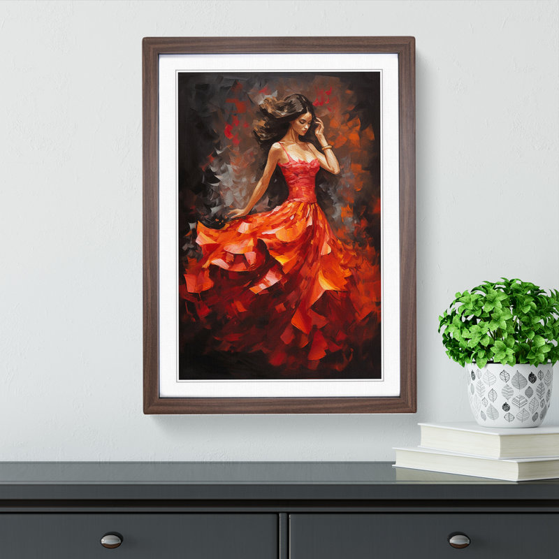 Flamenco dancer Abstract No.2 - Framed Print, 34cm H x 25cm W x 2cm D, Walnut