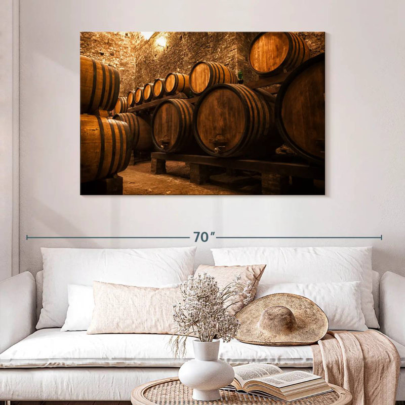 Cave Lilie avec tonneaux à vin, H 32 po x l 48 po