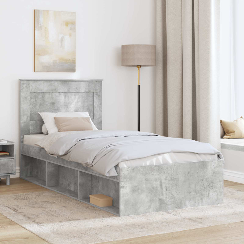 Solid Wood Bed, Concerte Grey, Single (3')