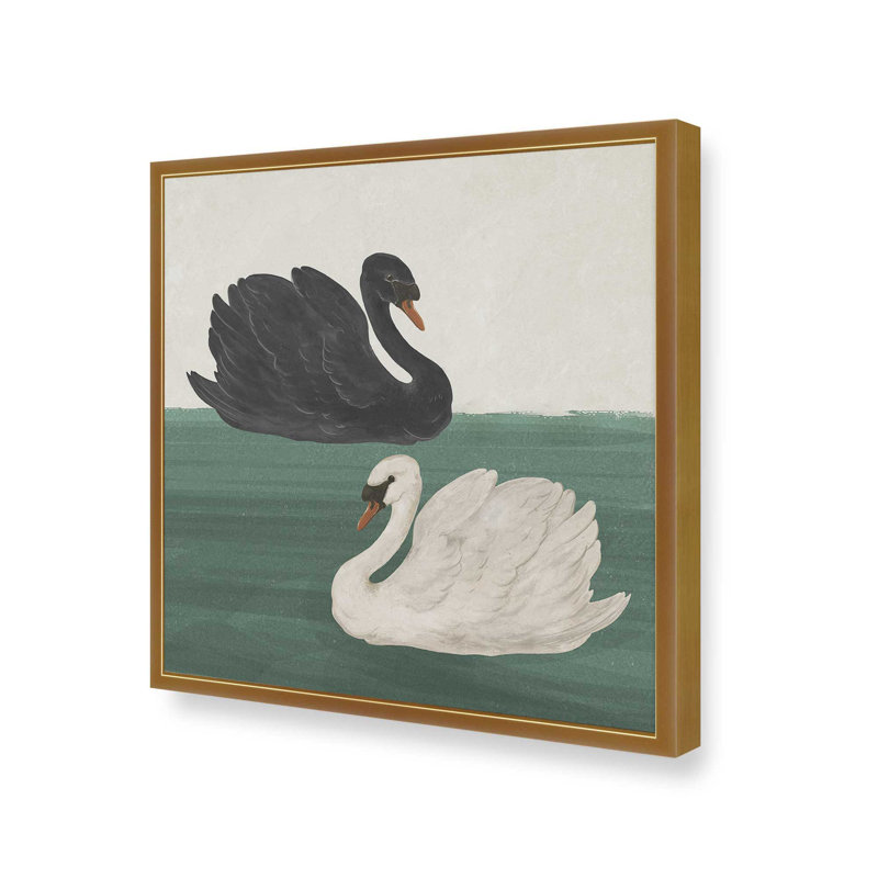 «Black Swan», reproduction d'art par Laura Graves, 12" H x 12" W, Gold