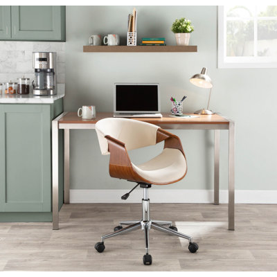 Chaise de bureau en noyer et crème