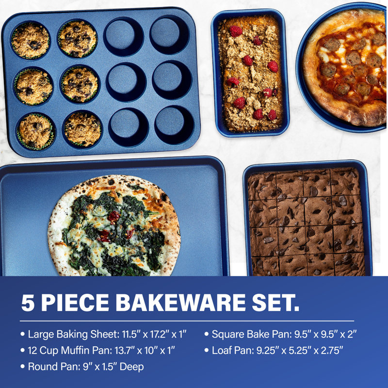 Granite Blue 15-Piece Nonstick Aluminum Cookware Set