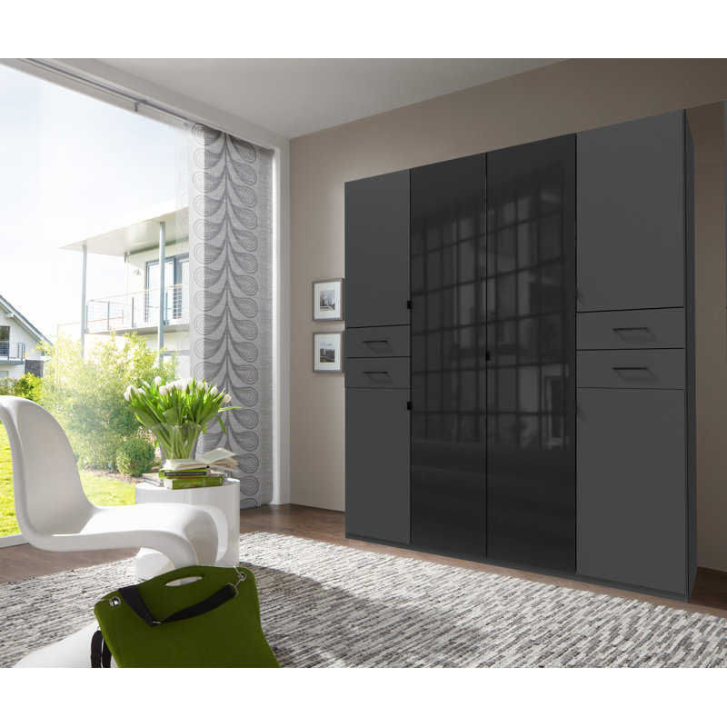 Ramont 6 Door Manufactured Wood Wardrobe, Black