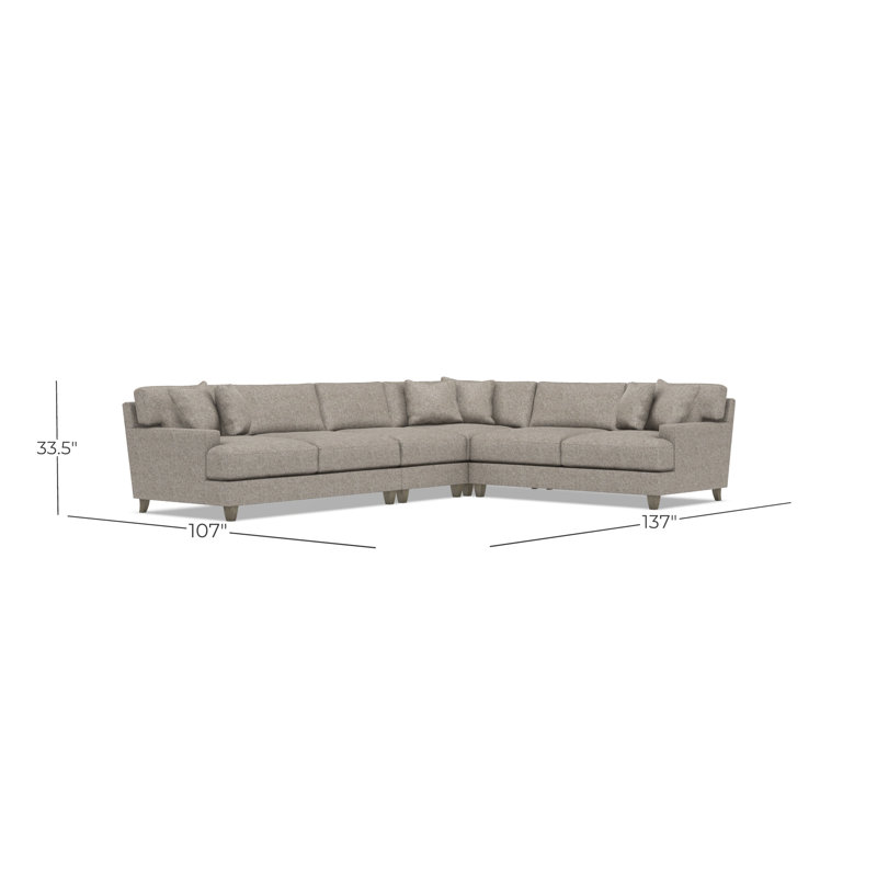 Bernhardt Mila 4-Piece Fabric Sectional, Beige Polyester, 33.5" H x 137" W x 107" D, Right Hand Facing