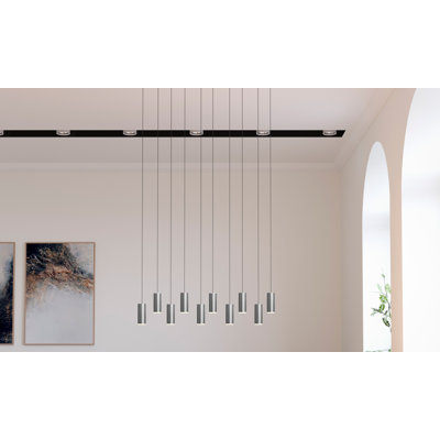 Luminaire suspendu cylindre 10 lumières grappe Bludovice