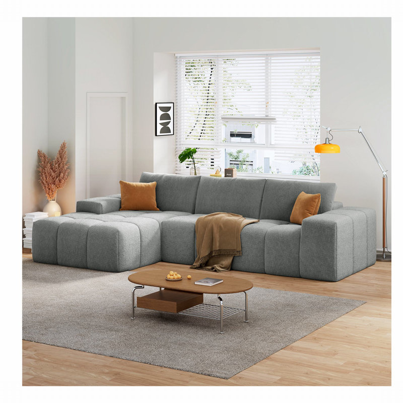 Canapé modulaire en flanelle 2 pièces Airica, Orienté à gauche (vu de face), Flanelle noire