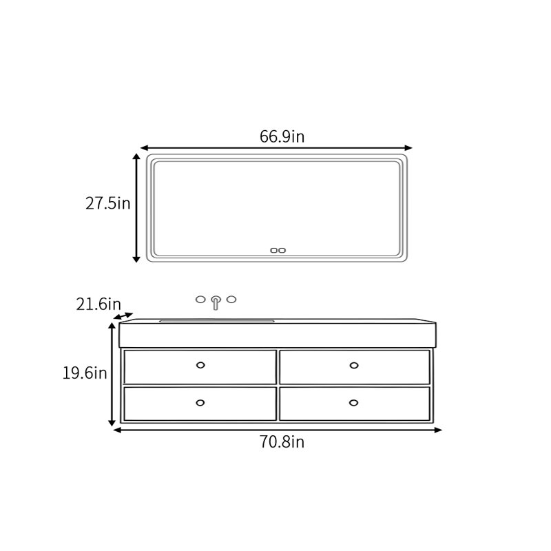 Erma, 19.6" H x 70.8" W x 21.6" D, Beige