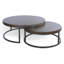 Tables basses gigognes 2 pièces Rena, acajou brun foncé, métal noir