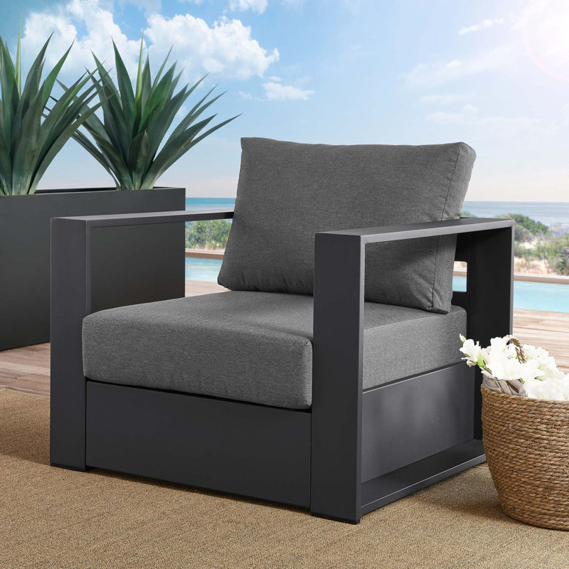 Modway Tahoe Outdoor Patio Powder-Coated Aluminum Armchair, Charcoal, Gray