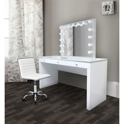 Coiffeuse avec tabouret et miroir