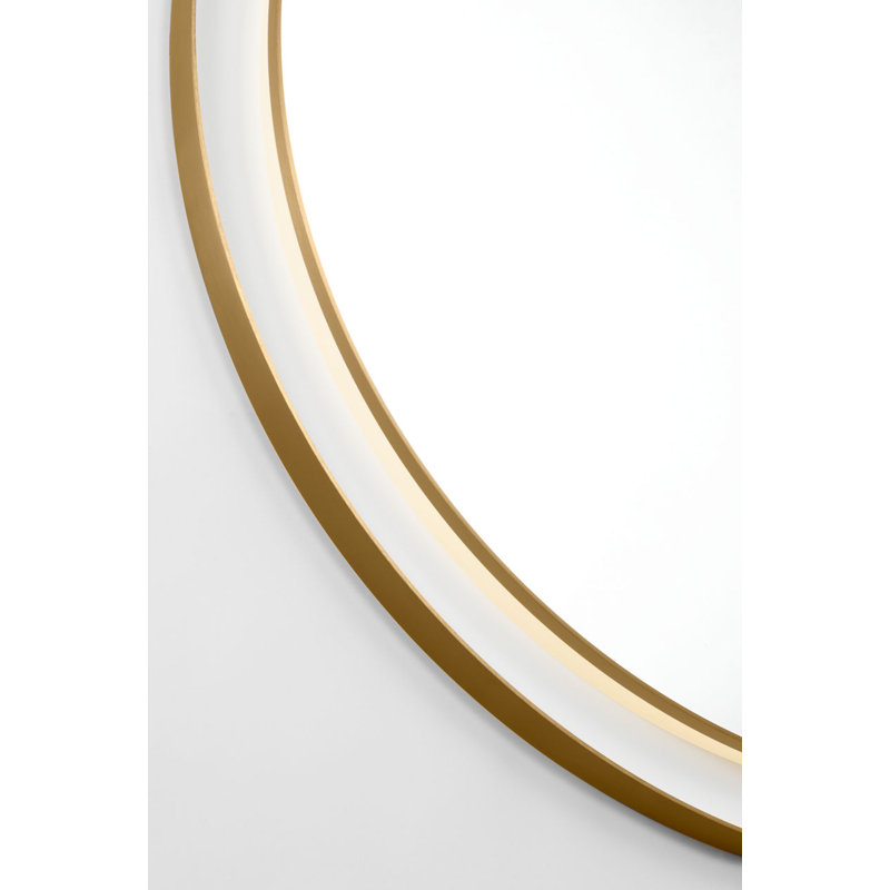Miroir rond Chopin, H 36 po x l 36 po x P 1,5 po, Laiton bruni