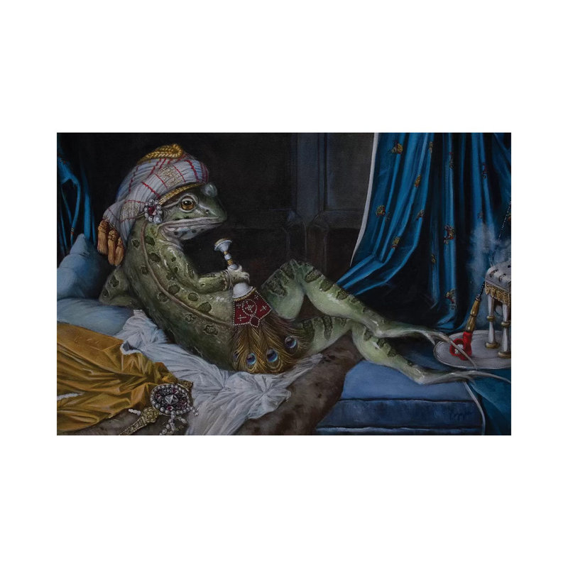 Frog Odalisque by Melinda Copper - Painting on Canvas, Wrapped Canvas, 20.32 cm H x 30.48 cm W