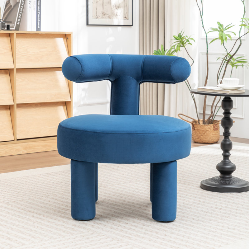 Fauteuil demi-tonneau en velours Bula, Navy