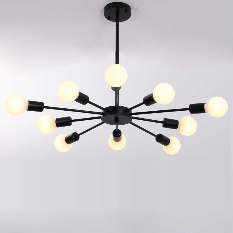 Plafonnier semi-encastré 27,6 po 10 lumières Parret, Noir, noir, noir, noir