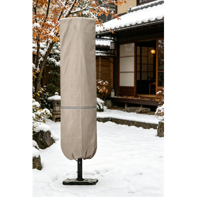 Housse de parasol de patio avec tringle pour parapluies de 7 à 11 pi et parapluies à double face de 15 pi, housse de protection imperméable avec fermeture à glissière, beige