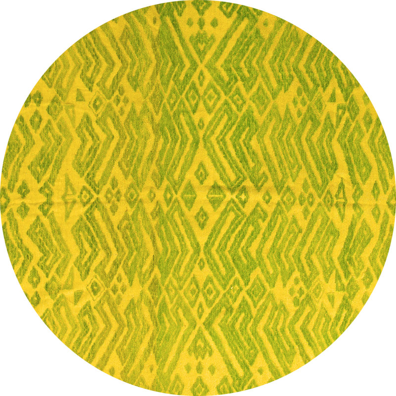 Tapis lavables à la machine Abstract 5389 - jaune, Rond 6 pi