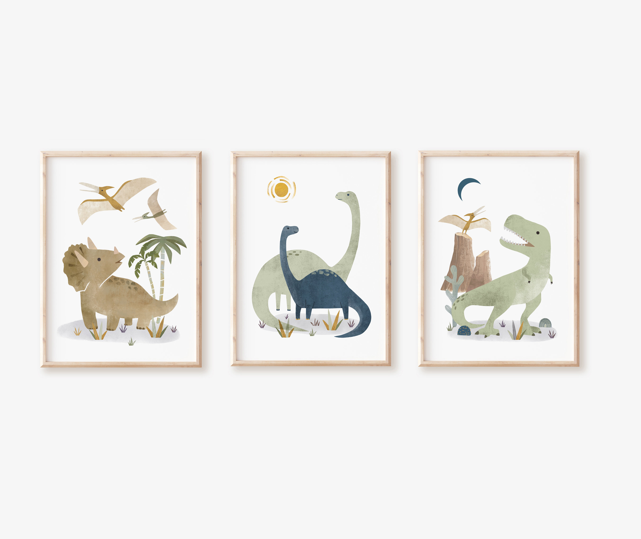 Nemo and Her Dinosaur Set Paper Art Prints - Unframed Prints | Wayfair