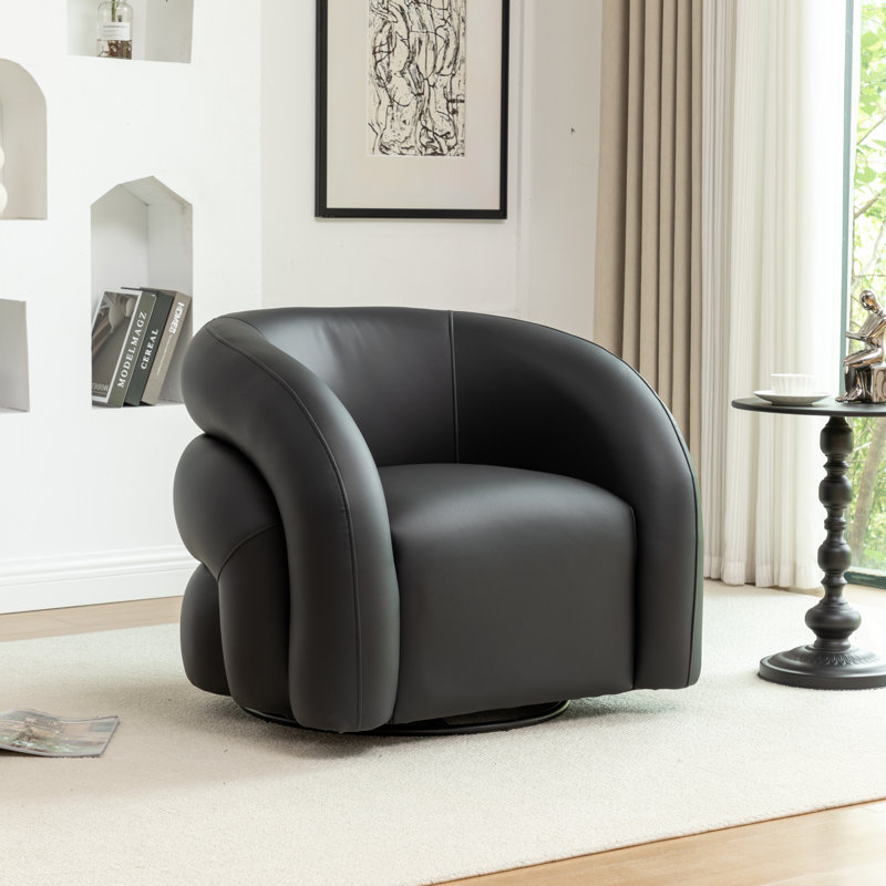 Fauteuil demi-tonneau pivotant rembourré Coyle, Noir