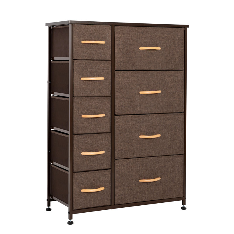 Commode 9 tiroirs Xavius, Brun / noir