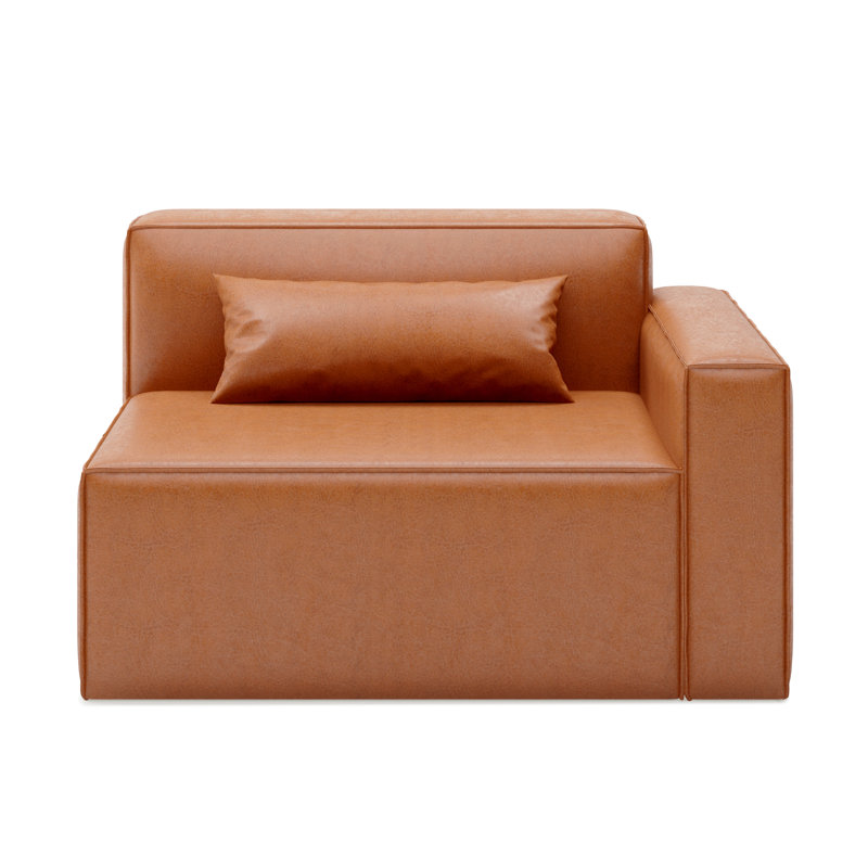 Mix Modular Right Arm Chair, Vegan Appleskin Leather Cognac