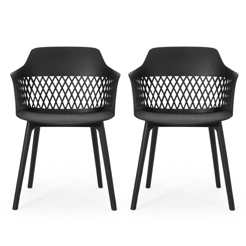 Outdoor Azalea Chair - Feature, Build, Simple Design, Black Polypropylene, 23In Deep, 21.5In Wide, 33In Tall, 12.22Lb Heavy Chair For Space , Stable Structure, Elegant Curve, D, W, H, Wt
