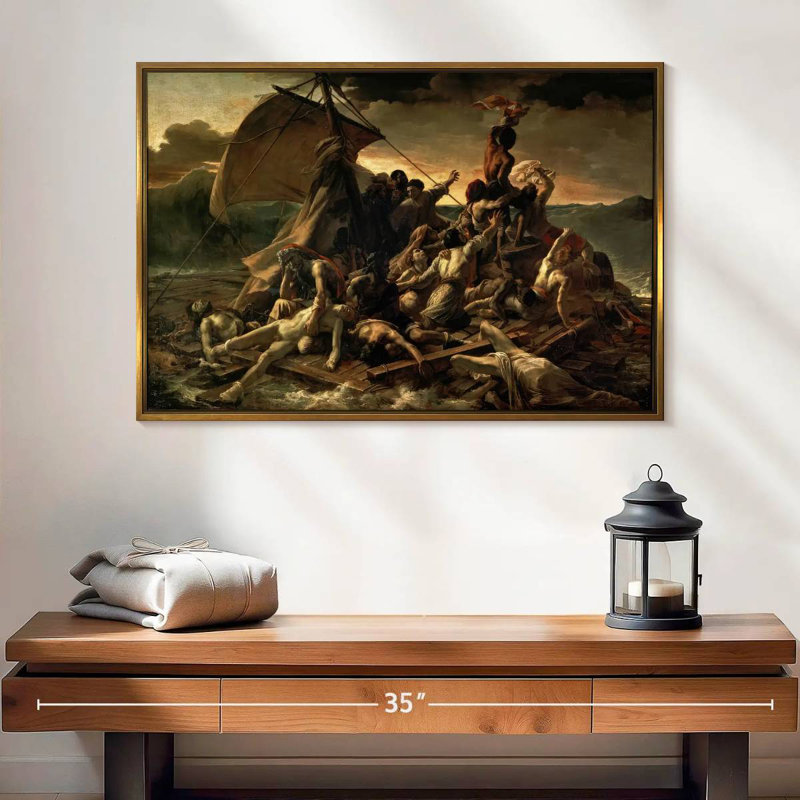 Le radeau de la méduse, 25 po x 17 po, Cadre flottant doré