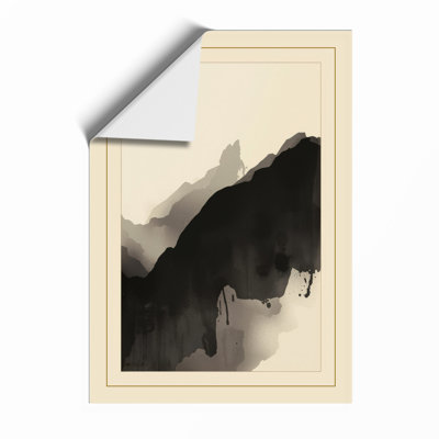 Mountains in Mist Japandi - Framed Print