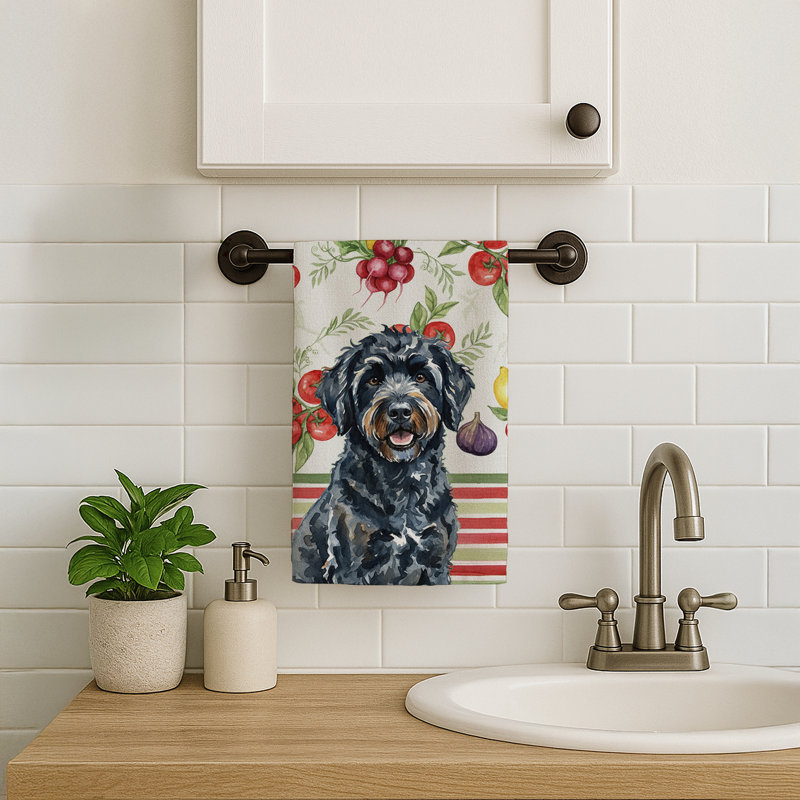 Serviette de cuisine noire portugaise, Black Portuguese Water Dog