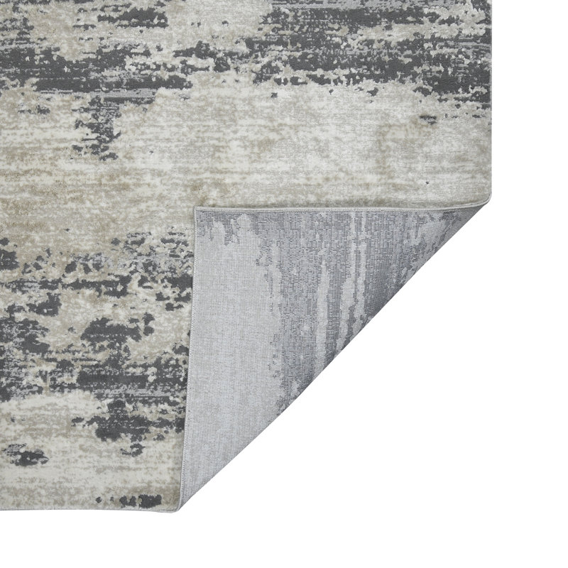 Nealle Transitional Abstract Durable Performance Gray/Beige Area Rug, Rectangle 2' x 3'