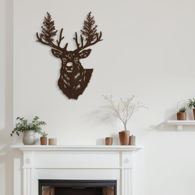Deer Trees Animal Nature Wall Accent Metal Wall Decor 