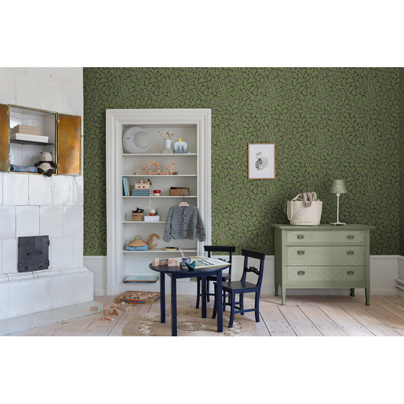 Alexavia Oak Tree Leaf 10.05m x 53cm Wallpaper Roll, Multicolor Dark Green