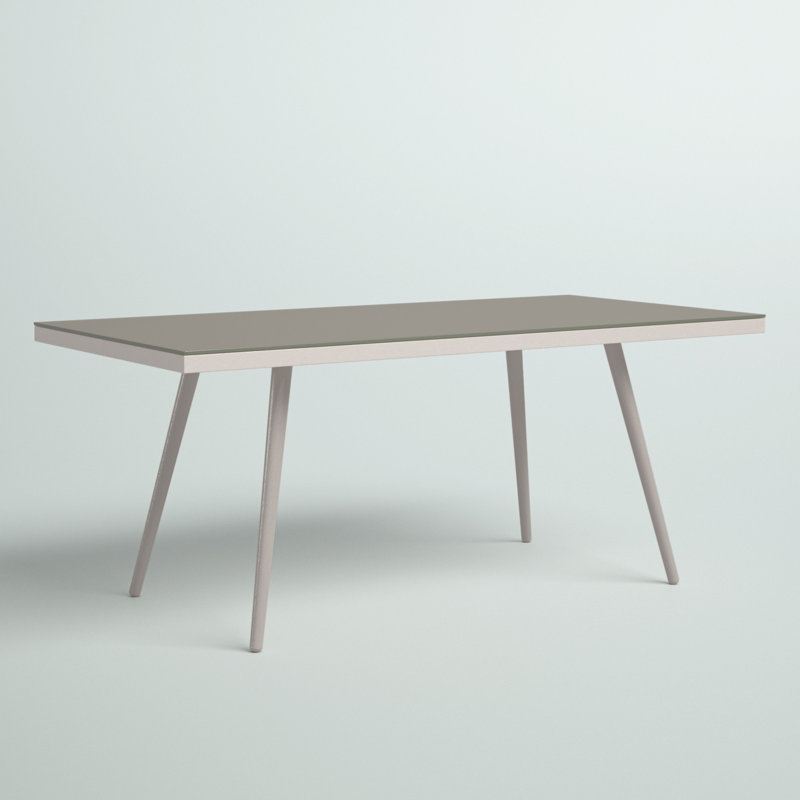 Catlin Aluminum Outdoor Dining Table – Modern Patio Table with Rust-Free Frame & Tempered Glass Top