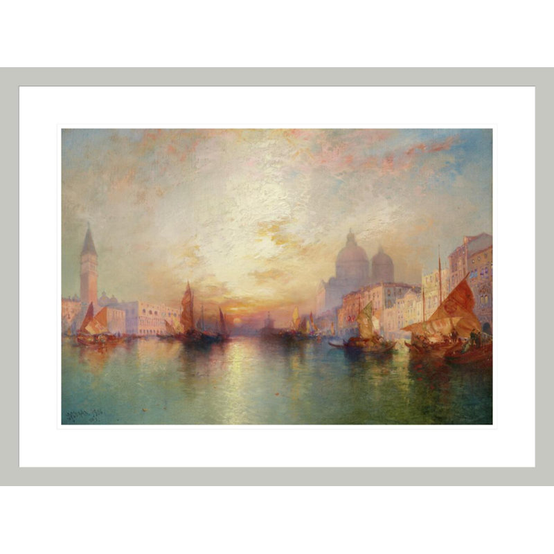 «Venice: Grand Canal at Sunset» par Thomas Moran, impression giclée encadrée, H 22,28 po x l 29,5 po