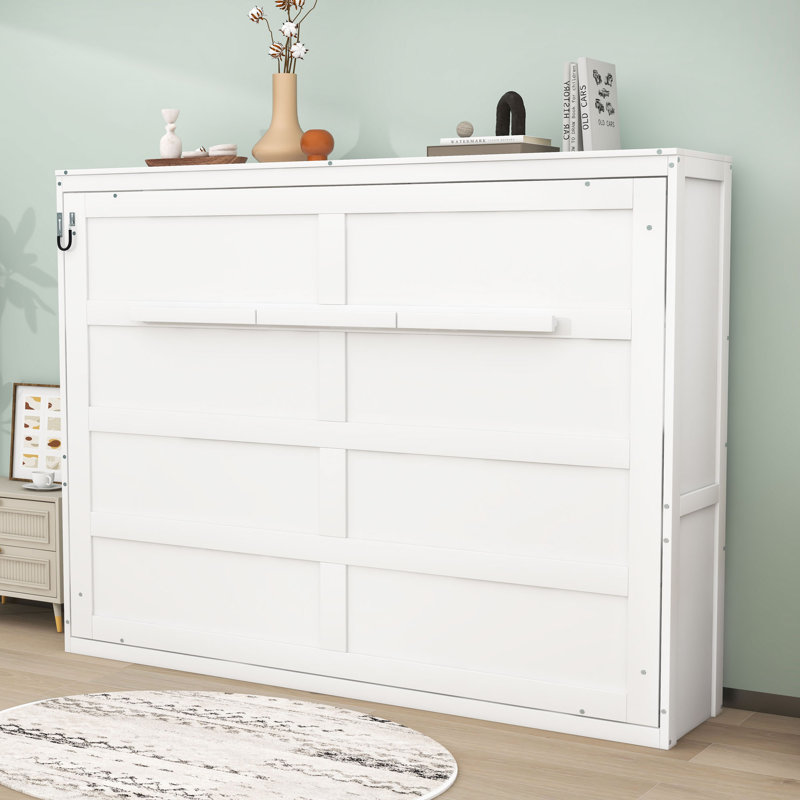 Lit escamotable en bois Hartzell, Complète, Blanc