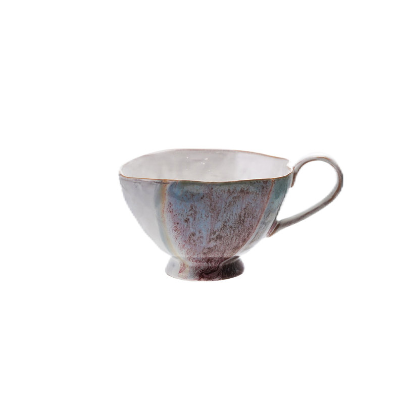 4-Piece Stoneware Footed Mug With Reactive Glaze