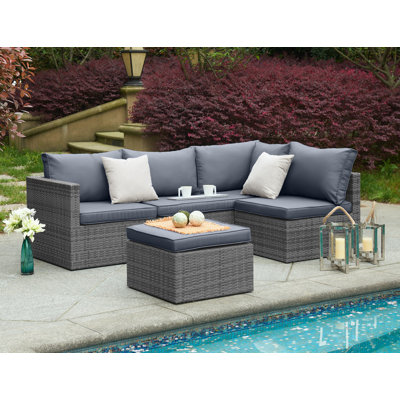 Esmerelda Rattan Wicker 6 - Person Seating Group with Cushions