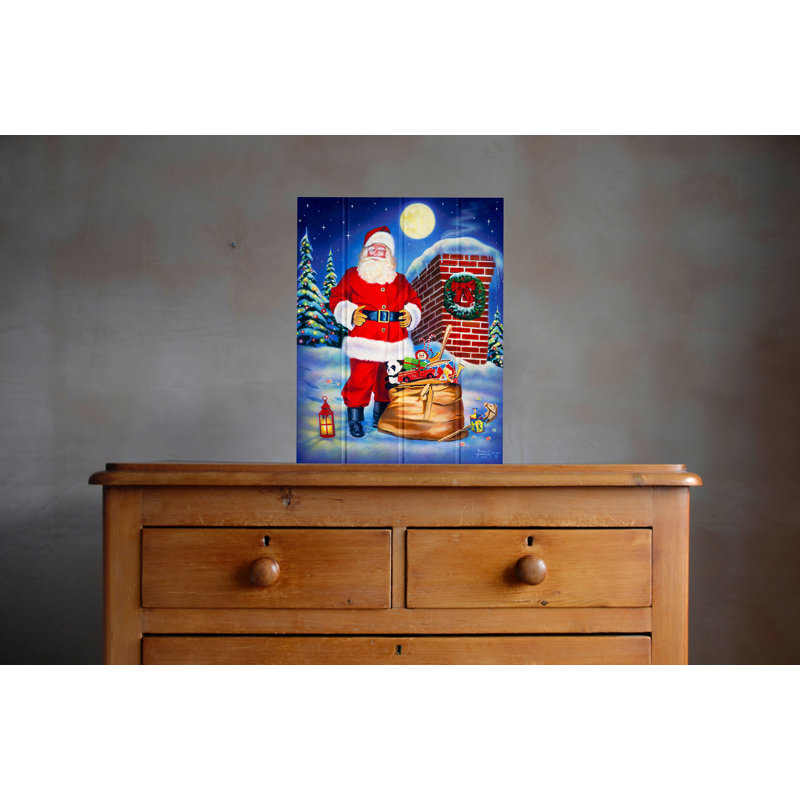 Père noël sur le toit moonlit st nick, H 24 po x l 18 po