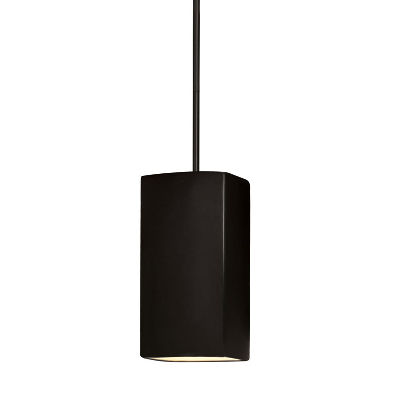 Luminaire suspendu carré 1 lumière Radiance, Noir mat, Noir mat carbone
