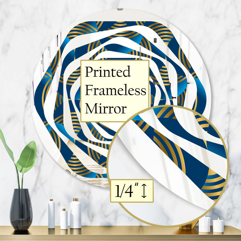 Miroir mural Coastal, H 31,5 po x l 31,5 po, Tourbillon géométrique abstrait vagues et marine